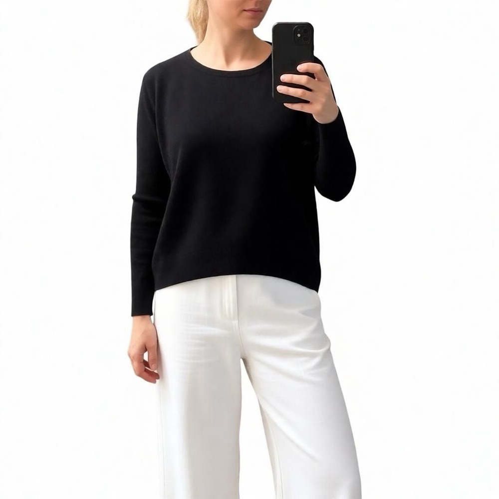 Lord & Taylor Black Cashmere Oversized High Low Pullover Sweater Size S Cozy